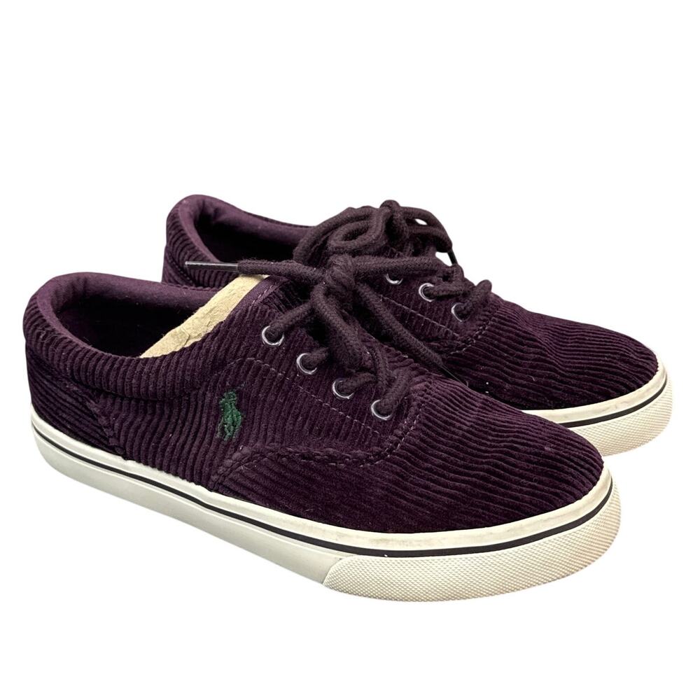 Polo Ralph Lauren Keaton Plum Purple Corduroy Kids Sneakers Youth Size 3